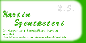 martin szentpeteri business card